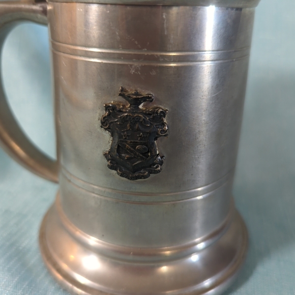 Vintage 1943 Pewter Glass Bottom Mug Stein With Hinged Lid - Picture 9 of 10